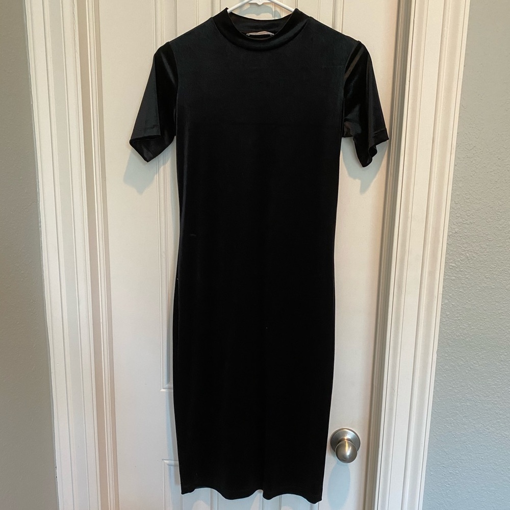 Zara Black Velvet Column Dress